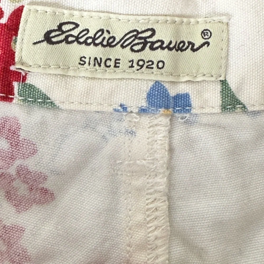 Eddie Bauer Vintage Y2K White Red Blue Skirt Front Pockets 100% Cotton Denim